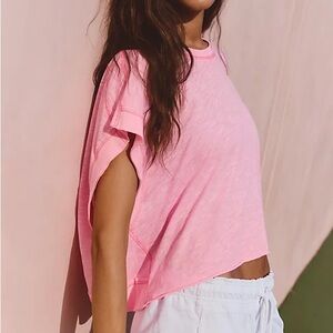 Free People Pink Cropped T-Shirt